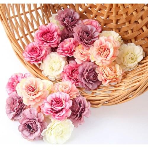 10Pcs/Lot 5cm Artificial Silk Rose Flowers Heads European Fall Vivid Cheap Carnation Fake Wedding Home Decoration Fake Flower