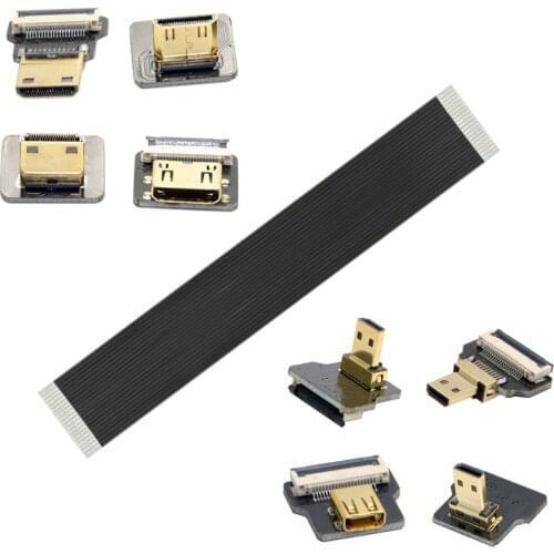 Jimier Angular FPV MicroHDMI-compatible para HDMI-compatible Cabo Plano FPC 20 cm 30 cm 50 cm pe pes para sj4000 sjcam