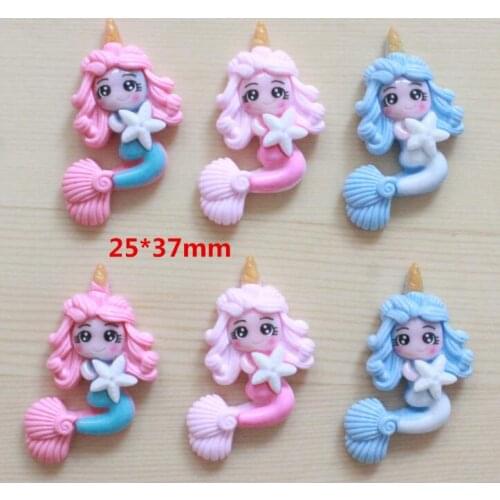 10pcs/lot Cute Unicorn Mermaid Princess Flat back Resin Cabochons Scrapbooking DIY Jewelry Craft Decoration Accessories