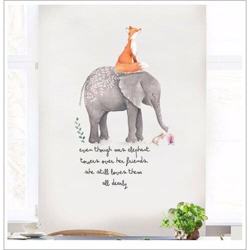 Cute Fox Elephant Animal Cartoon Wall Sticker Decoration Background Decoration Chambre Autocollant Mural