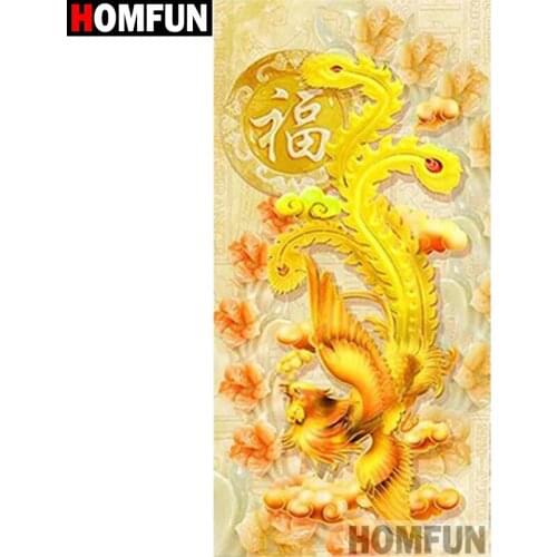 HOMFUN Full Square/Round Drill 5D DIY Diamond Painting "Animal Phoenix" 3D Embroidery Cross Stitch 5D Decor Gift A16467
