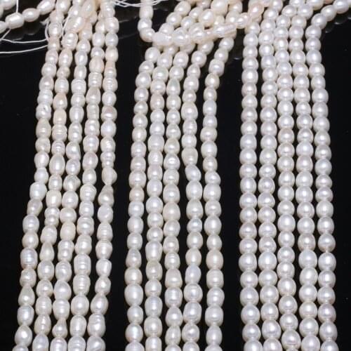 Natural Freshwater Pearl Beaded Rice Shape Punch Loose Beads For DIY Charm Neckalce Bracelet Jewelry Making Accessories 36cm
