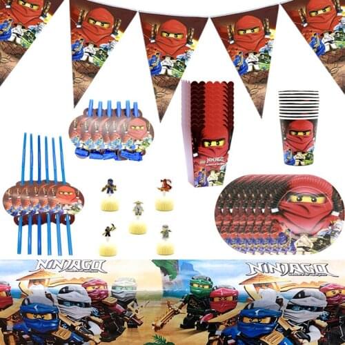 Ninja Theme Birthday Party Disposable Tableware Decoration Supplies Paper Plate Cup Banner Tablecloth Theme Banquet Layout