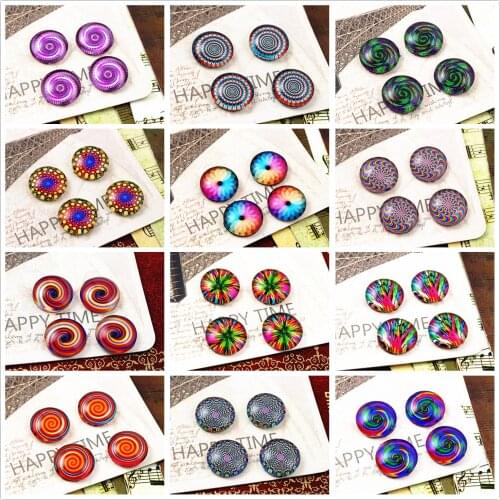 New Fashion 20pcs 12mm Handmade Photo Glass Cabochons (Color pattern swirl series)