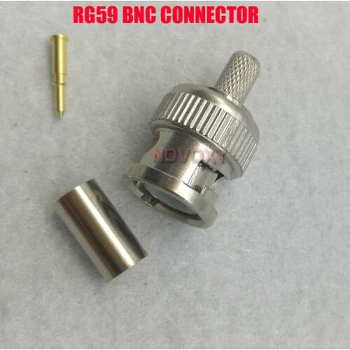 NOVOXY BNC male crimp plug for RG59 coaxial cable RG59 BNC Connector BNC male 3-piece crimp connector plugs Freeshipping