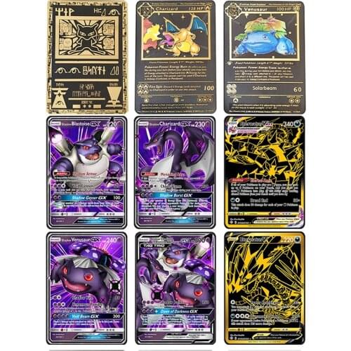 Pokemon Cards Gold Metal GX EX Card Charizard Pikachu HOT Game Anime Battle Collection Card Action Figure Model Child Toy Gift