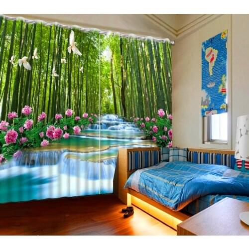 Luxury Blackout 3D Window Curtains For Living Room Bedroom bamboo forest curtains