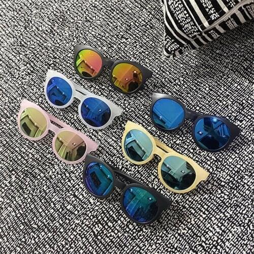 Seemfly Candy Color Frosted Children Sunglasses Reflective Mercury Kids Baby Travel Sunglasses UV400 Boys Girls Shade Goggles