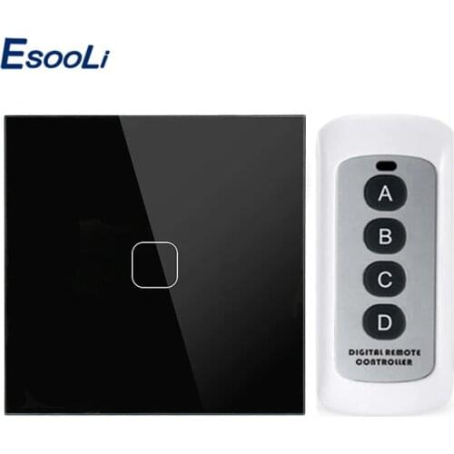 Smart Home EU Touch Switch Wireless Remote Control Wall Touch Switch 1 Gang 1 Way White Crystal Glass Panel Waterproof power