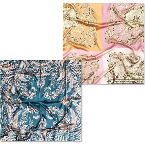 Paisley Print Scarf 110*110 Silk Square Scarf 100% *Mulberry Silk Scarf Hand Rolled Edges Foulard Satin Femme big mulberry-scarf