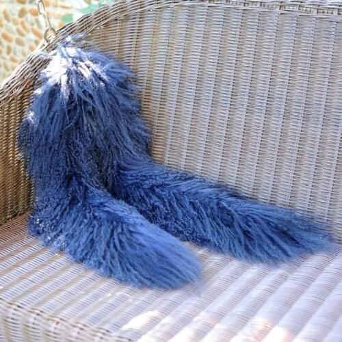 CX-S-02B Long Size Great Genuine Mongolian Sheep Fur Wholesale Scarf