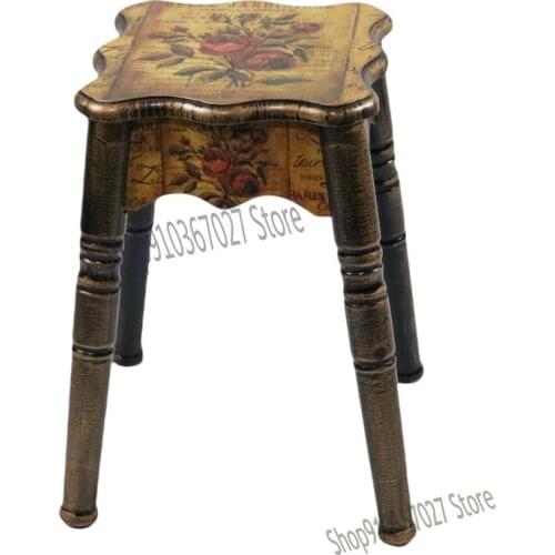 European Style Stool Solid Wood Fashion Creative Dining Table Stool Modern Nordic Whole Stacking Living Room Dining Stool