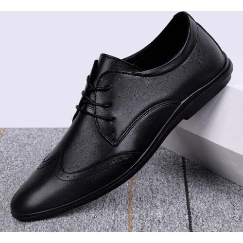 Genuine Leather Business Shoes Mens Formal Gentlemans Suit Shoes Luxury Oxfords High Quality Brogue Casual Italian Man Shoes
