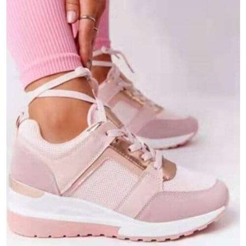 Spring Autumn Women Wedges Shoes Ladies Height Heel Lace Up Casual Shoes Platform Comfort Walking Female Shoes