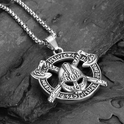 Unisex Vintage Jewelry Punk Style Viking Pendant Thors Hammer Mjolnir Necklace Viking Rune Amulet No Men Necklace