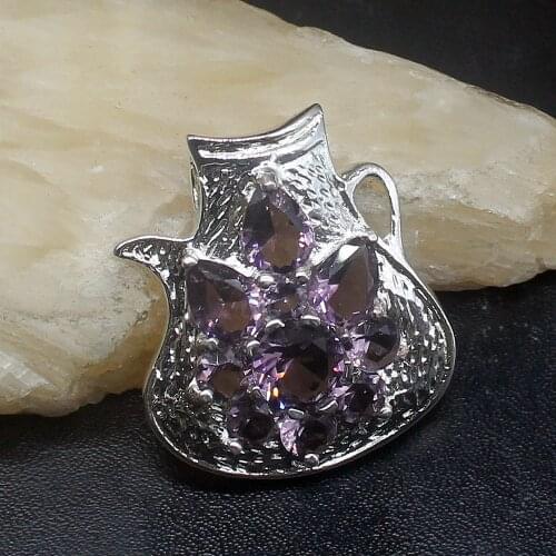 Gemstonefactory Jewelry Big Promotion 925 Silver Glorious Purple Amethyst Women Ladies Mom Gifts Necklace Pendant 20213653