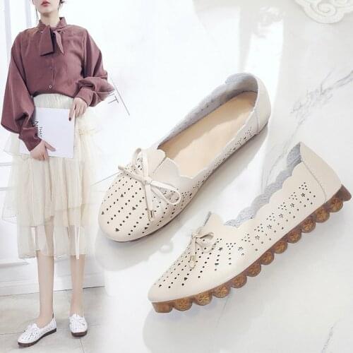 Zapatos De Mujer Womens Flat Hollow Shoes Ladies New Fashion Bowknot Spring Autumn Casual Shoes Women Chaussures Femme