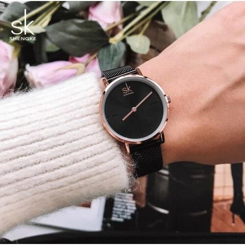 Shengke Original Watches Women Stainless Steel Ladies Quartz Watch Reloj Mujer 2021 SK Luxury Ultra Thin Dial Watches For Women