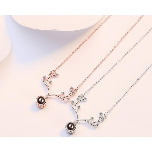 Womens Antlers Crystal Pendants And Necklaces 925 Sterling Silver Wedding Anniversary Jewelry Free Shipping GaaBou Jewellery