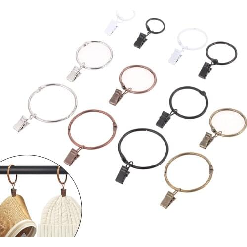 10 pcs Metal Shower Curtain Rings Clamps Drapery Clips Bath Curtain Rod Clips Curtain Rings with Clips Window Home Decoration