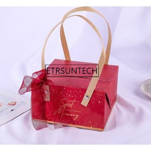 100pcs European Style Printing Candy Box Birthday Wedding Event Beauty Packaging Easy Carries Handle Bags
