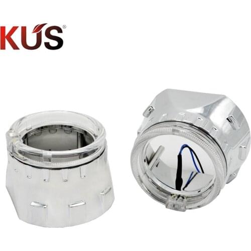 2Pcs 2.5 Inch Bi xenon Universal Projector Day Running Light White Red Angel Eyes Mask Cover Shroud Motorcycle Car Headlight