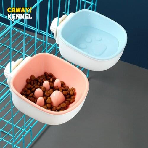 CAWAYI KENNEL 2 Pcs/set Dog Feeder Drinking Bowls for Dogs Cats Pet Food Bowl Can Be Fixed Pet Hanging Bowls Slow Eating D2231