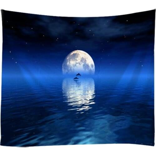 3D Tapestry Wall Hanging Bed Spread Beach Towel Table Cloth Yoga Mat Landscape Painting Moon Landscape Large Size New Year 2021