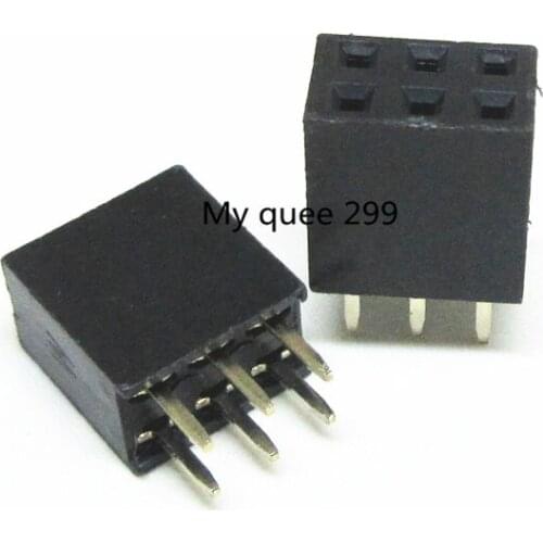 50 pcs 3P 2*3pin Female Double Row Straight Pin Pitch 2.54mm 2*3 Needle Header Strip Socket Connector