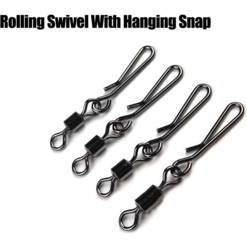 50Pcs/Set Rolling Swivel with Hanging Snap Fishing Tackle Fishhooks Connector Fishing Tackle Hook