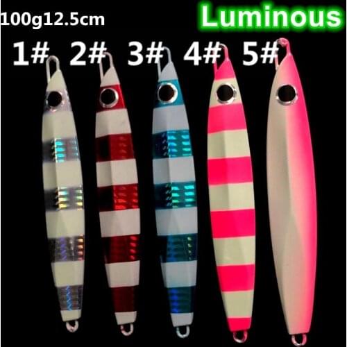 60g 80g 100g Fish Bait Slow Shaking Jigbait Fishing Lure Long Cast Jigs Feather Hook Artificial Lures 1 Piece Sale Luminous