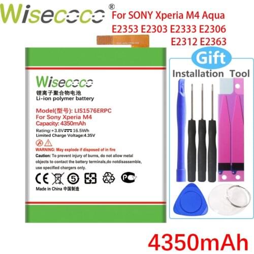 Wisecoco 4350mAh LIS1576ERPC Battery For SONY Xperia M4 Aqua E2353 E2303 E2333 E2306 E2312 E2363 AGPB014-A001 Mobile Phone