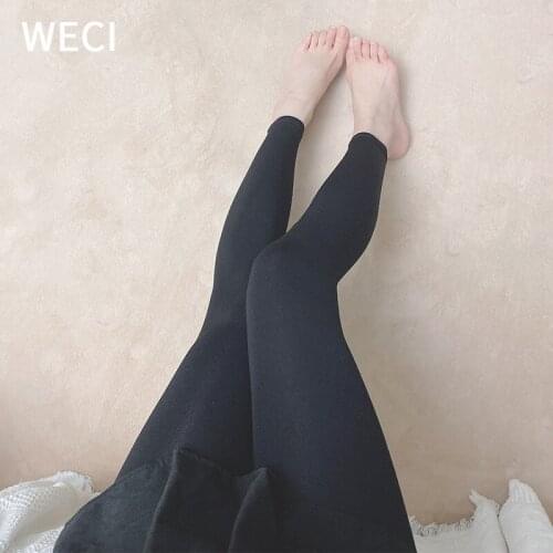 WECI Black Sports Scrunch Leggings Women 200D Velvet High Waist Tights Girl Seamless Fitness Gym Pencil Pants Push Up Pantyhose