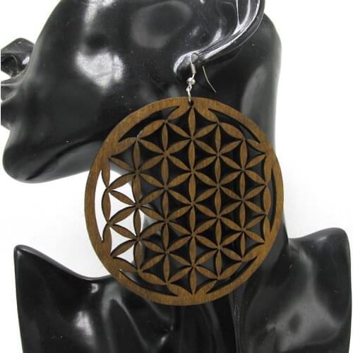 3 inch Big Size Africa Shape Wood Drop Earrings