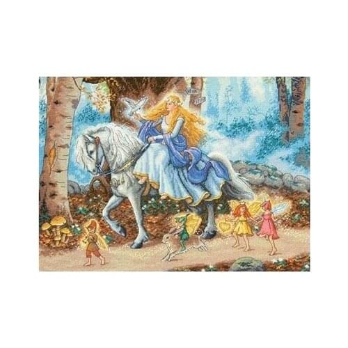 -Dim70-35319, princess on horseback Counted Cross Stitch 11CT 14CT 18CT DIY Cross Stitch Kits Embroidery Needlework Sets