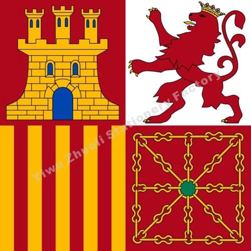 Spain Naval Jack Flag 120X120cm (4x4FT) 120g 100D Polyester Double Stitched High Quality Banner Free Shipping
