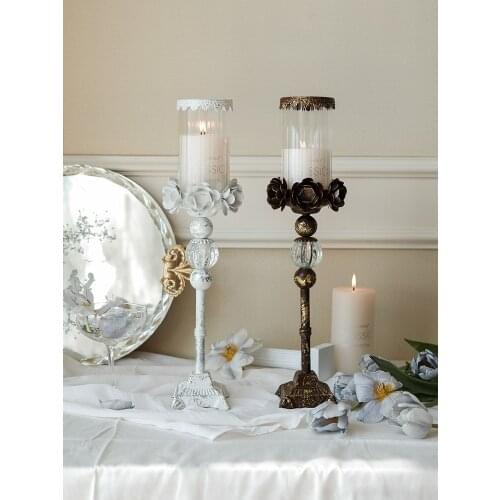 Candelabra Romantic Flower Standing Centerpiece Candlestick Silver Plated Candle Holder Road Lead Wedding Decoration