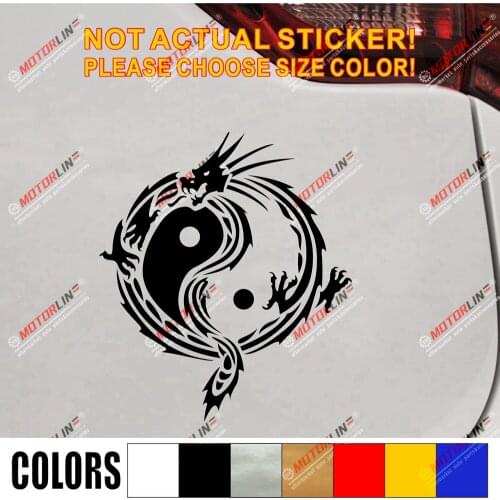 Chinese Yin Yang Dragon Decal Sticker Car Vinyl pick size color no bkgrd