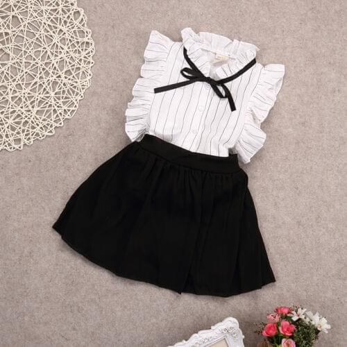 2PCS Set Girls Dress Kids Baby Toddler Tops+Skirt Shorts Outfits Clothes 2-7Y