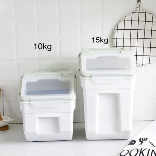 15kg Rice Storage Container Sealed Moisture-proof Grain Pet Food Storage Box Insect Prevention Mildew Container With Wheel