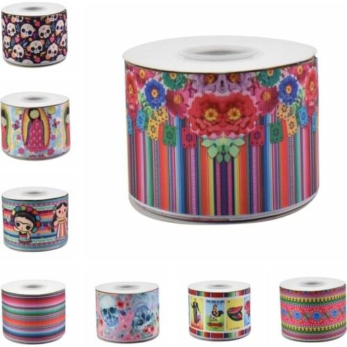 HSD Ribbon free shipping 3" 75mm heat transfer printed Denim fabric series Grosgrain Ribbon 50Yards per Roll