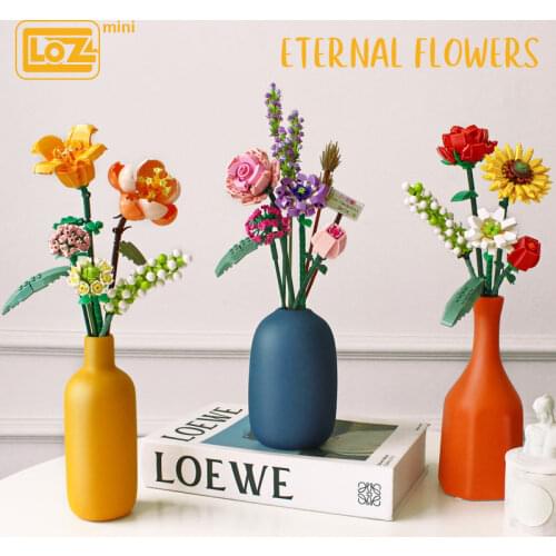 LOZ mini small particle bouquet building blocks rose sunflower lily chrysanthemum flower flower shop decoration gift