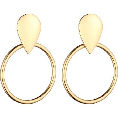 LOVBEAFAS Metal Gold Silver Color Earrings Vintage Drop Dangle Earrings For Women Cricle Statement Earrings Fashion Jewelry