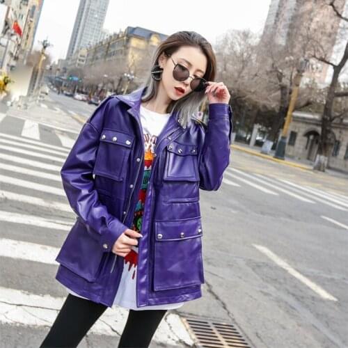 Fashion High Quality Genuine Leather Jackets Women Spring Autumn 2021 Real Sheepskin Coat Female Chaqueta Cuero Mujer Zjt2099