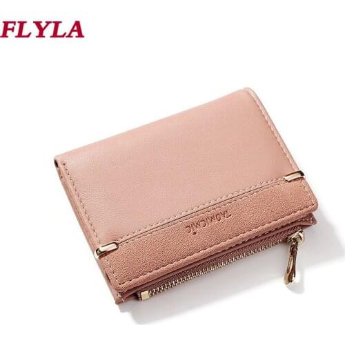 Fashion Ladies Coin Purse New 2021 Zipper Buckle Hand Holding Small Card Bag Frosted Stitching Short Wallet Female
