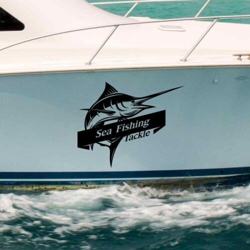 Sea Fishing Tackle Swordfish Marlin Sticker Decal Bucket Tackle Shop Fishhook Sticker Fish Tank Boat Box Car Vinyl