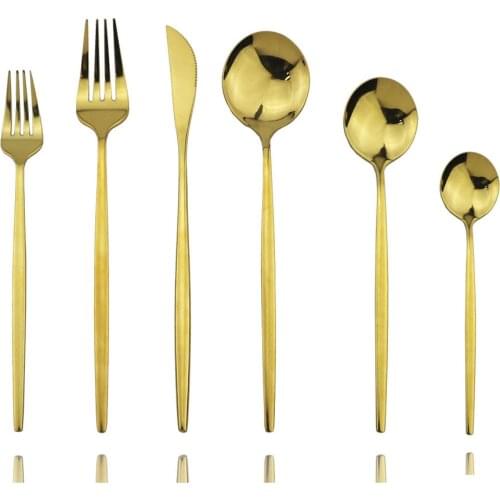 4/5/6Pcs Cutlery Set Hot Sale Golden Kitchen Silverware Flatware Set Dinnerware Set Steak Tableware For Party Spoon Fork Knife