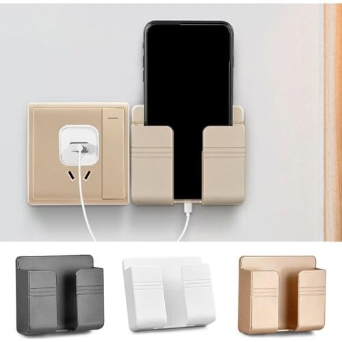 Wall Mounted Organizer Storage Box Remote Control Mounted Mobile Phone Plug Wall Holder Charging Multifunction Holder Stand