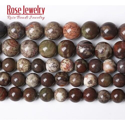 Wholesale Natural Stone Flower Agates Beads Jaspers Round Loose Beads 15" Strand 4 6 8 10 12 MM for Jewelry Making Wholesale A17