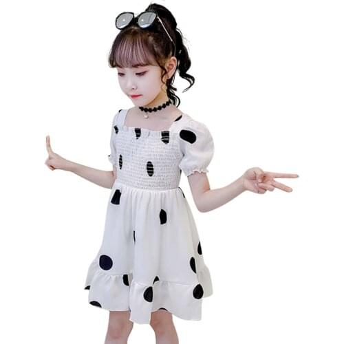 Teenage Girl Dresses Dot Pattern Girls Party Dress Summer Kids Dress Casual Style Clothes For Girls 6 8 10 12 14